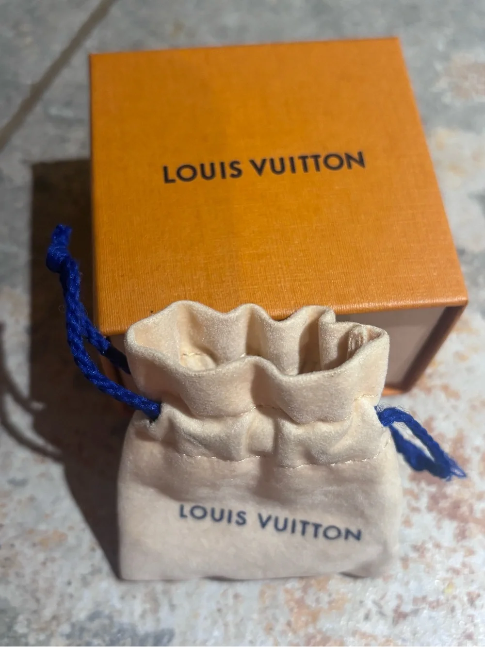 Louis Vuitton Beige Heart Logo Drop Earrings with Gold Accents